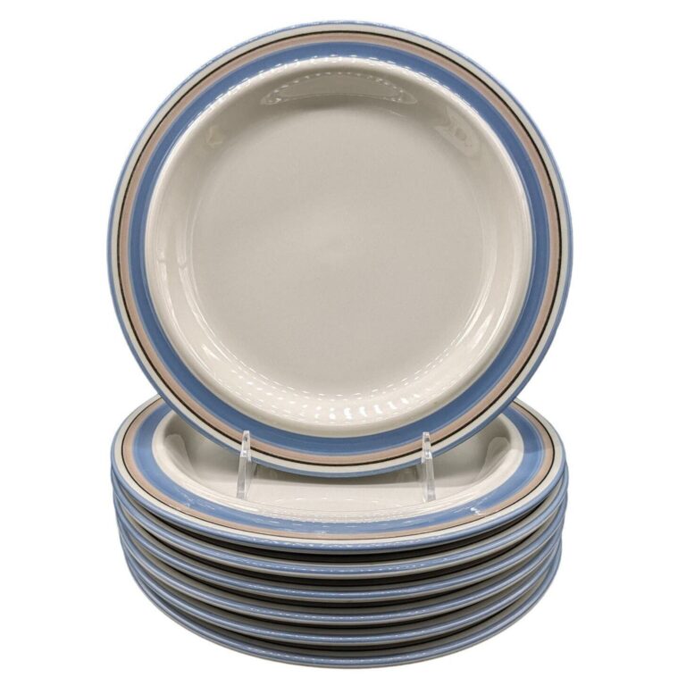 Read more about the article Set of 7 Arabia UHTUA Cream/Blue/Tan Stoneware 10″ Dinner Plates  Finland