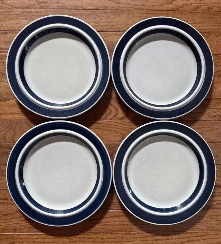 Read more about the article 4 Vintage ARABIA FINLAND Cobalt Blue Anemone 10”Dinner Plate Plates SET