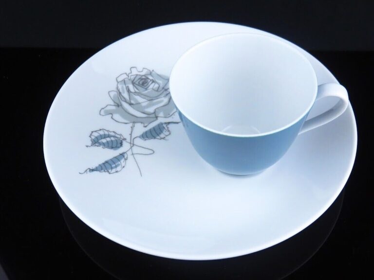 Read more about the article Rorstrand Pepita Cup Saucer Rose Blue Gray