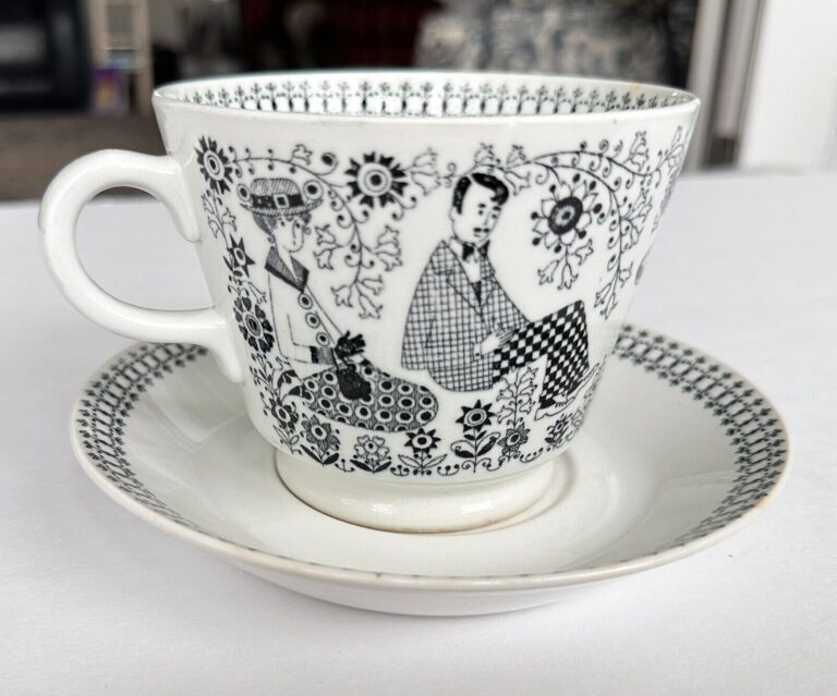 Read more about the article Vintage Arabia Finland Emilia Pattern OVERSIZE Cup and Saucer Set