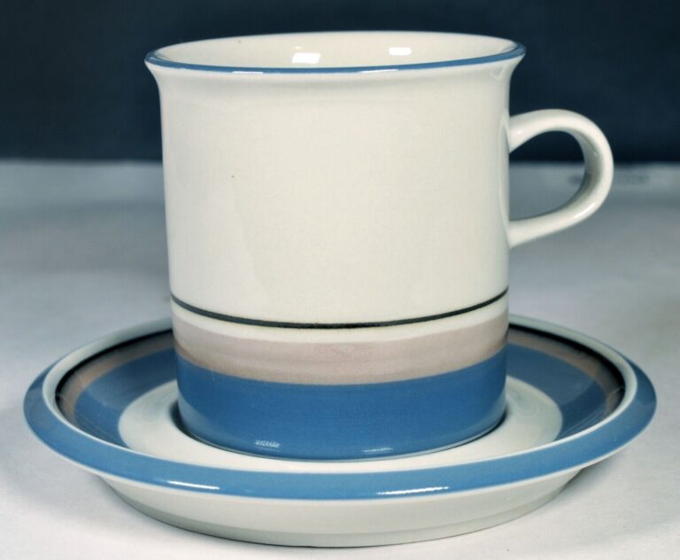 Read more about the article Set of 2 Arabia Finland UHTUA Set of 2 Flat Cup and Saucer Set Stoneware 9 oz.