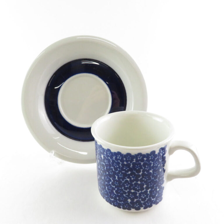 Read more about the article Arabia Faenza Blue Demitasse Cup Saucer Small Flower Pattern Scandinavian Finlan