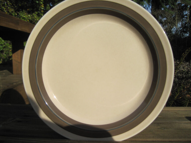 Read more about the article Arabia Finland Vintage Kuusamo Dinner Plate Brown Blue Stripe Discontinued HTF