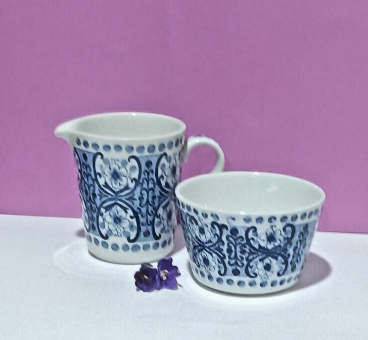 Read more about the article Arabia Finland Blue Ali Sugar and Milk Set  Raija Uosikkinen. 1960s.