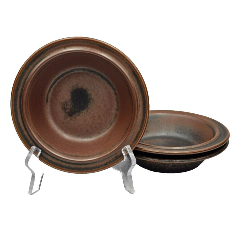 Read more about the article Arabia Of Finland RUSKA 3 Rim Cereal Bowls EXCELLENT MCM Brown Stoneware