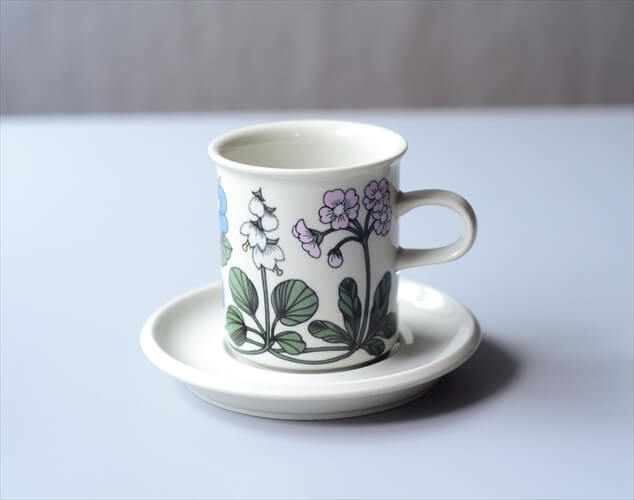 Read more about the article ARABIA #6 Flora Tall Coffee Cup and Saucer 7.5cm High Flora Vintage Antique