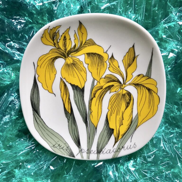 Read more about the article ARABIA FINLAND RARE Esteri Tomula “Yellow Iris” Botanical Plate