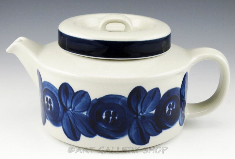 Read more about the article Vintage Arabia Finland ANEMONE BLUE TEAPOT WITH TEA STRAINER INFUSER AND LID