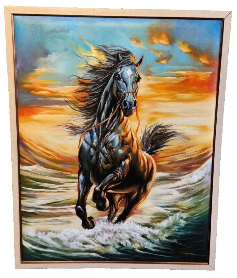 Read more about the article Oil Painting on Canvas Handmade   Arabian Horse Various Colors 100″ X 80″ FRAMED