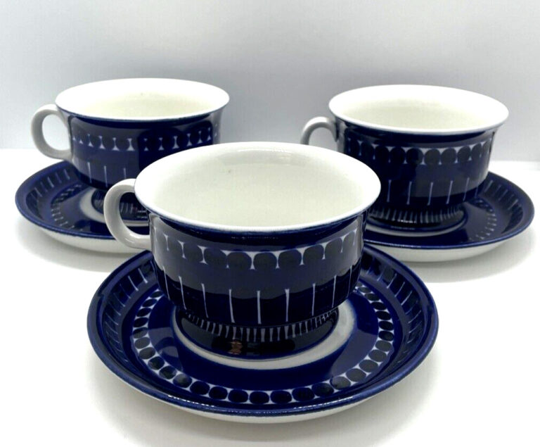 Read more about the article Arabia Valencia Ulla Procope Tea Cup and Saucer Set Service For 3