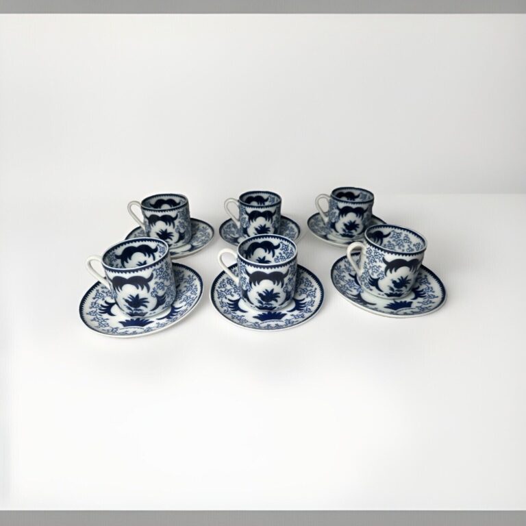 Read more about the article Set of 6 Arabia Suomi Finladia Blue Demitasse Coffee Cups and Saucers