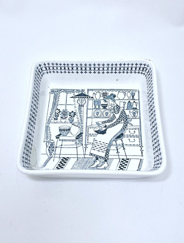 Read more about the article Emilia Square Dish Kaj Franck Raija Arabia Finland Black White 5 1/2″