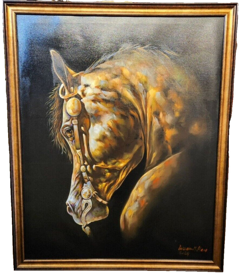 Read more about the article Oil Painting on Canvas Handmade   Arabian Horse High Quality 100″ X 80″ FRAMED