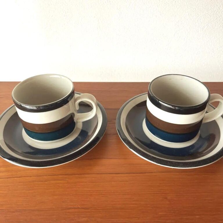 Read more about the article Arabia Kaira Marimekko Scandinavian Vintage Tableware CupandSaucer Set Of 2