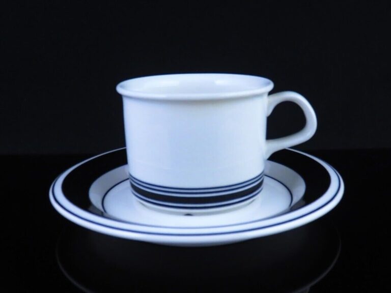 Read more about the article Arabia Faenza Inkeri Seppala Peter Winquist Coffee CupandSaucer Black And White