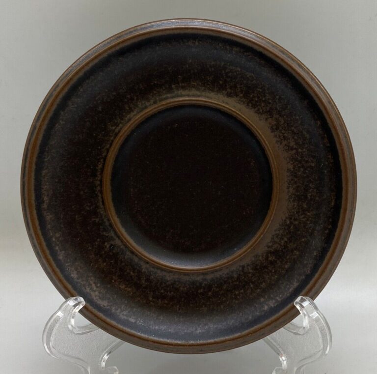 Read more about the article Arabia Ruska Saucer (s) for Tall Demitasse Cups 5 Inch Finland MCM Brown/Black