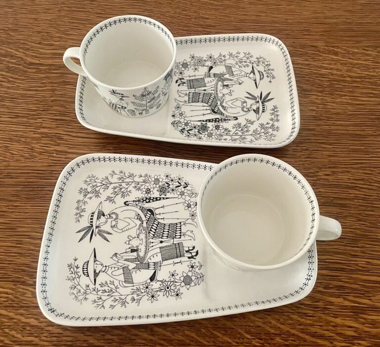 Read more about the article VTG MCM Arabia of Finland Set of 2 Tea Cups and Plates and Cup Emilia 1949-1964