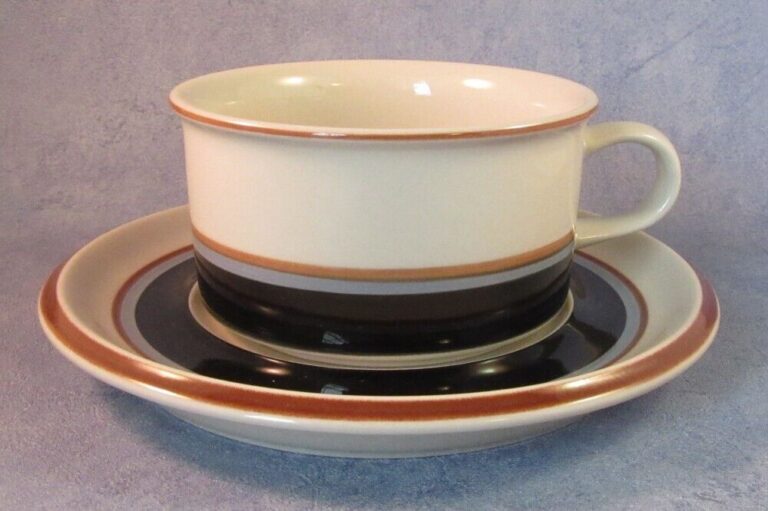 Read more about the article ARABIA OF FINLAND  Vintage  Taika Blue Stripe Tea Cup and Saucer  Excellent