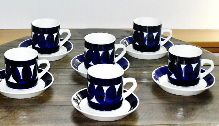 Read more about the article Vintage Arabia Finland Set Of 6 SOTKA Blue Cups and Saucers