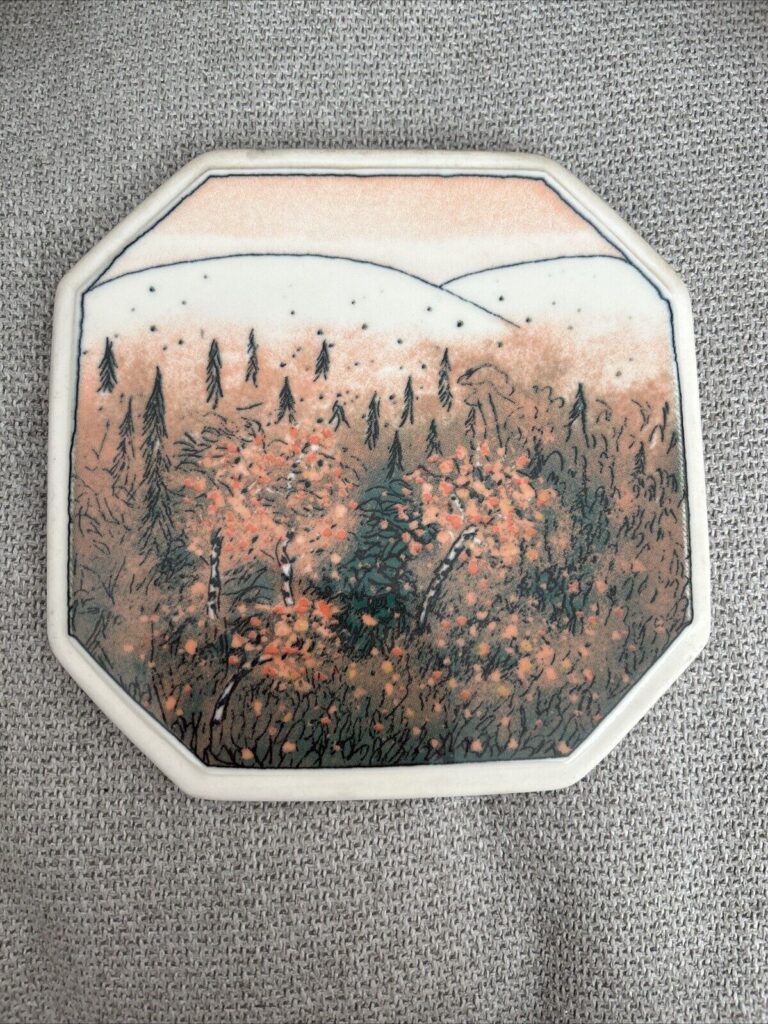 Read more about the article Arabia Finland Finnair Autumn Ruska Octagon Plate Sundstrom Forest Scene