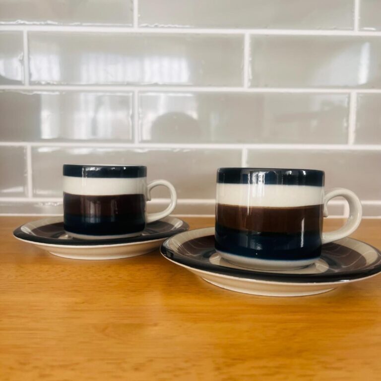 Read more about the article Arabia Kaira Coffee Cup and Saucer Set Vintage Gray Finland Nordic