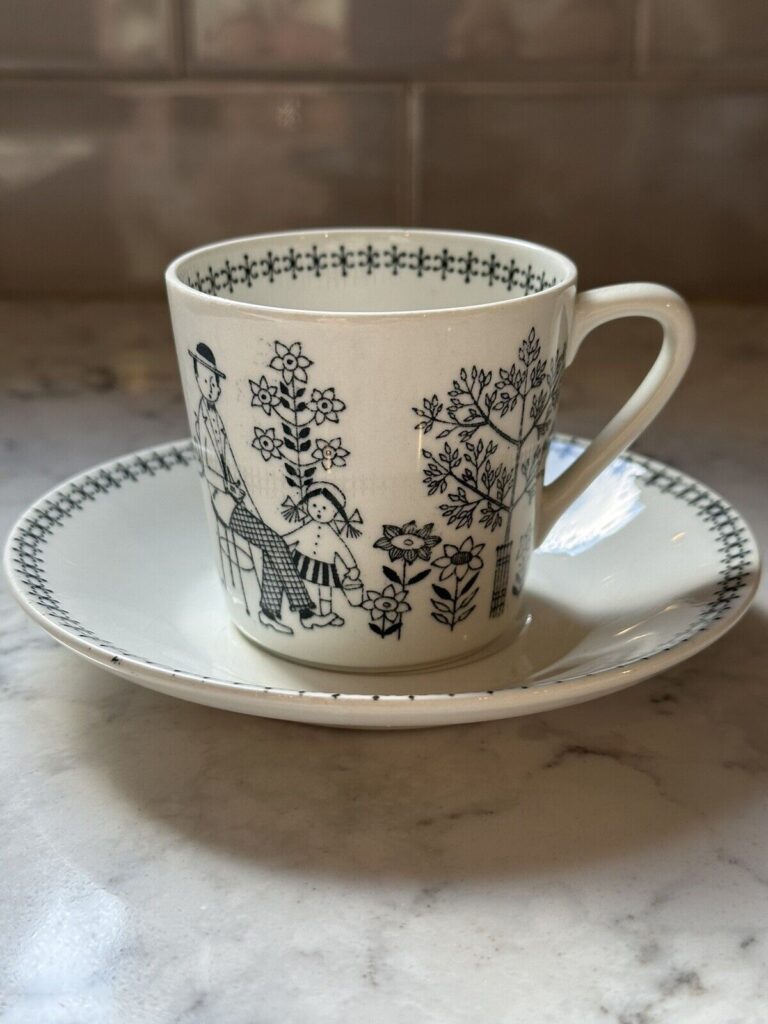 Read more about the article Vintage Arabia Finland Emilia Pattern Demitasse Cup and Saucer Espresso Coffee