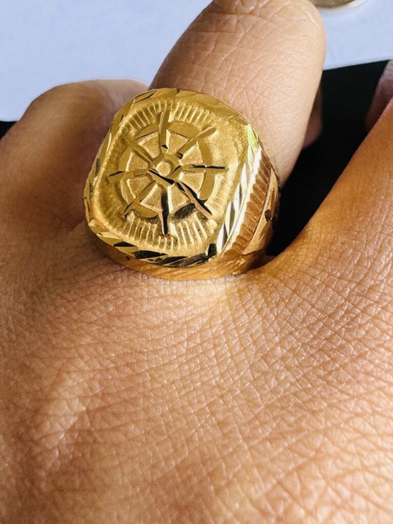 Read more about the article 18K 18C 750 DUBAI Real Yellow Saudi Mariner Gold Ring Fits Size 8.5”/9” 4.1g