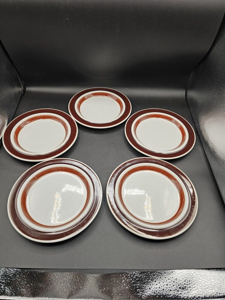 Read more about the article Set of 5 Arabia Finland ROSMARIN (Brown Anemone) 8″ Salad Plates