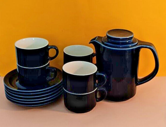 Read more about the article Arabia Finland Kievari  Set of Coffee Pot and 6 Cups and Saucers  Goran Back.