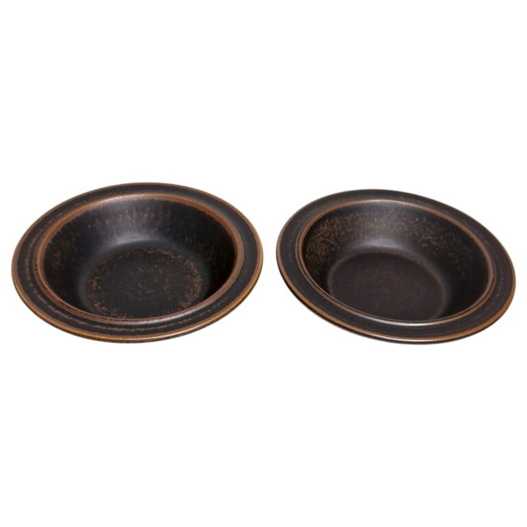 Read more about the article Arabia of Finland Ruska Set of 2 Rim Cereal Bowls Dark Brown 6 7/8″ – Lot A