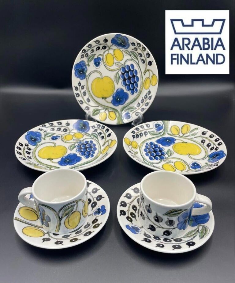 Read more about the article Arabia Paratiisi Yellow Plate 20.8cm Cup Saucer 5 Set