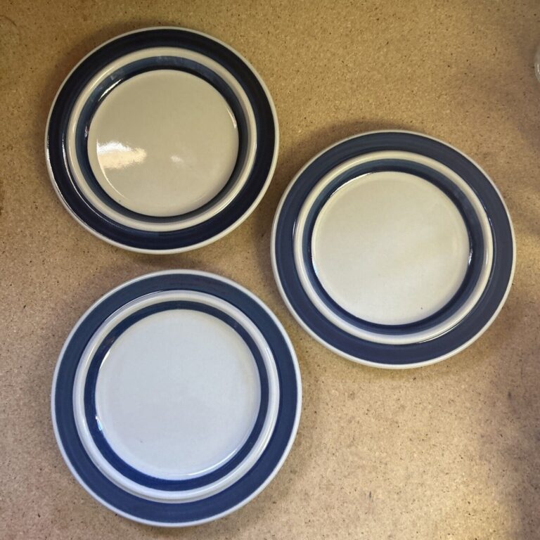 Read more about the article Set of 3 Arabia Finland BLUE ANEMONE 8″ Salad Plates Bands Excellent