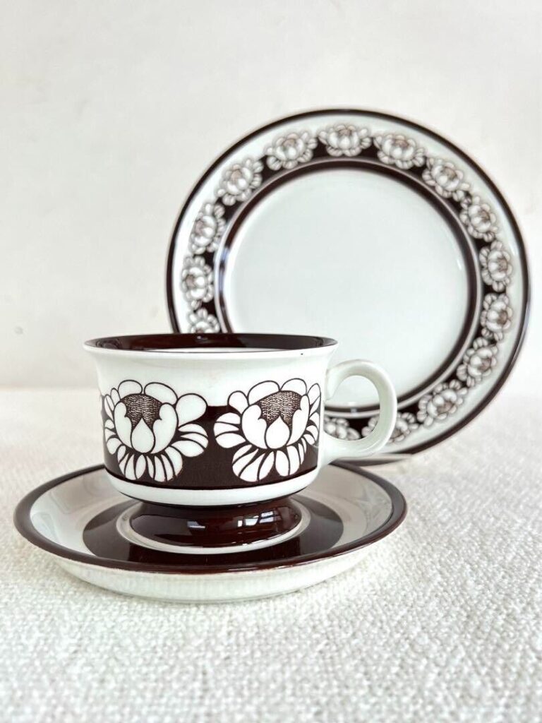 Read more about the article Arabia Katrilli Brown Coffee Cup Saucer Plate 17.5cm Trio Set Esteri Tomula #2