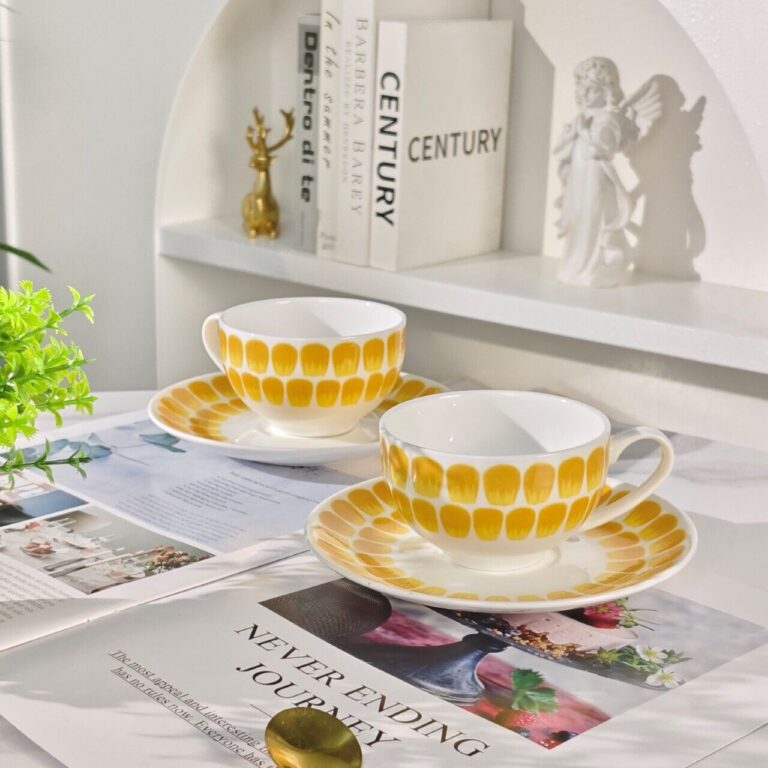 Read more about the article Arabia 24 Hour Yellow Double Cup and Saucer Set Gift Box Afternoon Tea Tableware