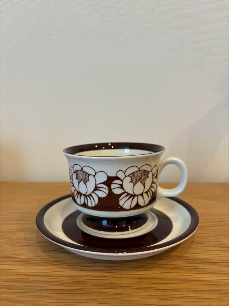 Read more about the article Arabia Katrilli Brown Coffee Cup Saucer Set Esteri Tomula