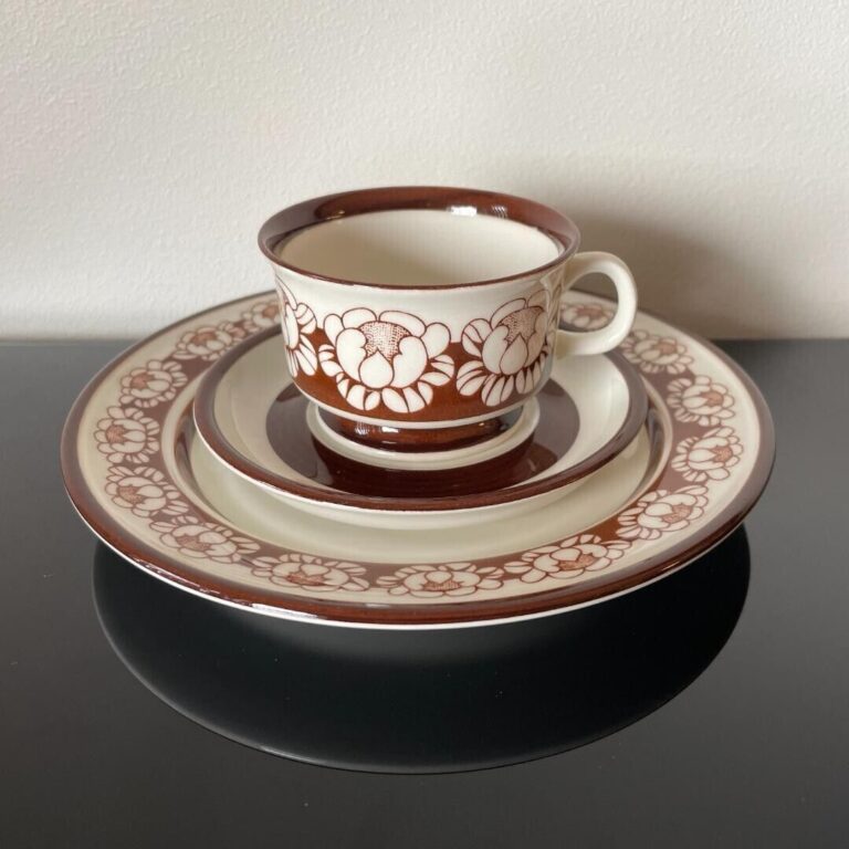 Read more about the article Arabia Katrilli Brown Demitasse Cup Saucer Plate 17.5cm Trio Set Esteri Tomula#3