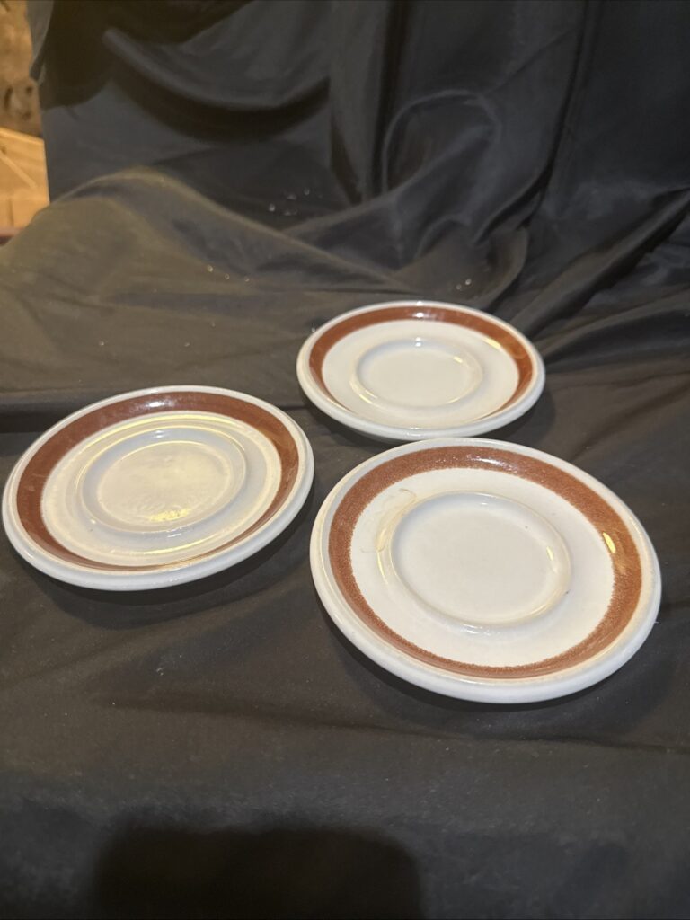 Read more about the article arabia finland rosmarin Brown Set 3 Demitasse Saucers 5 In