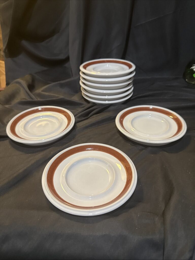 Read more about the article arabia finland rosmarin Brown Set 9 Saucers 5 7/8 In