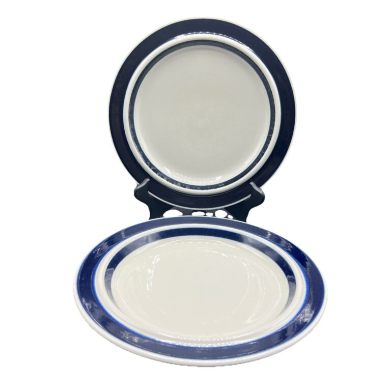 Read more about the article Lot Of 2 Arabia Finland Anemone Blue 10″ Dinner Plates Cobalt Blue Rim VTG ‘70s