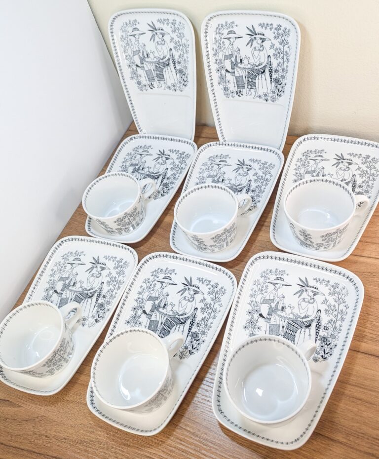 Read more about the article Arabia Finland EMILIA – Set Of 6 Cups and Plates + 2 Extra Plates – Tea Snack Set