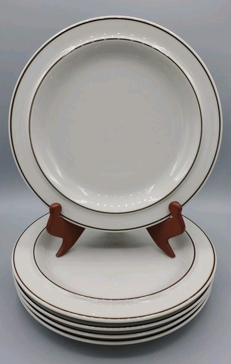 Read more about the article Arabia Finland Fennica Vintage Dinner Plate Set Of 5 Brown Stripe