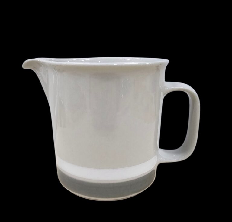 Read more about the article Arabia Finland Salla Pitcher 32 Oz 5″ Gray Band Inkeri Leivo Stoneware MCM