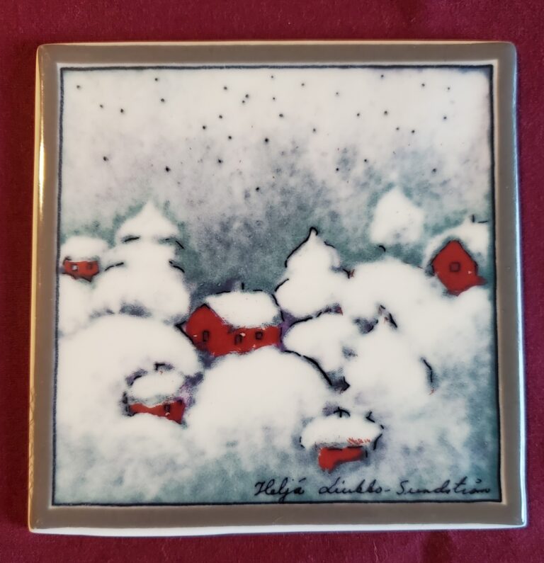 Read more about the article Vtg Arabia Finland Helja Liukko Sundstrom Ceramic Art Wall Tile  Winter Scene