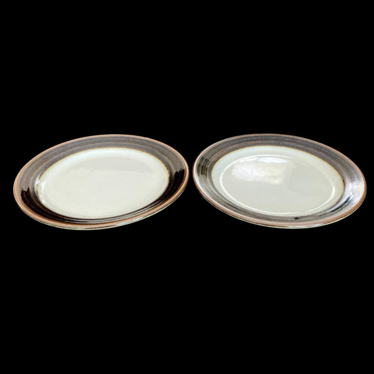 Read more about the article Arabia Finland Karelia Set of 2 Salad Plates Hand Painted Stoneware MCM 8″ GUC