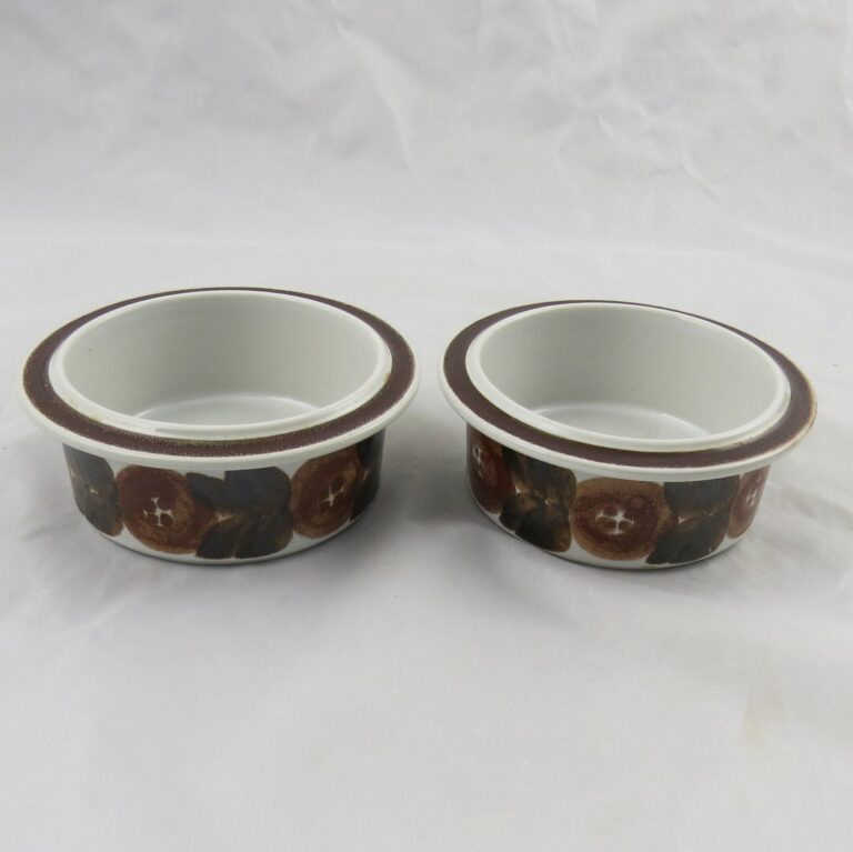 Read more about the article 2 Arabia Finland Rosmarin Brown Dessert Bowls 5-1/4″ Ulla Procope