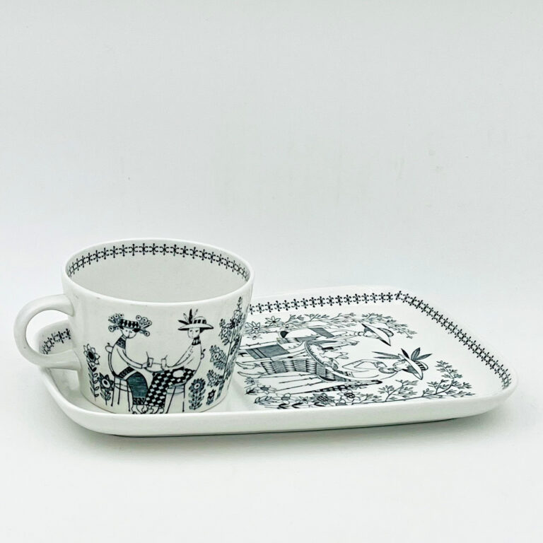 Read more about the article ARABIA Finland EMILIA Snack Plate and Cup Raija Uosikkinen Design Garden Party MCM