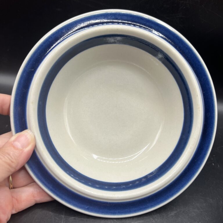 Read more about the article 2 VTG Arabia Finland  Anemone Cereal Soup Bowl Cobalt Blue Rim 7”