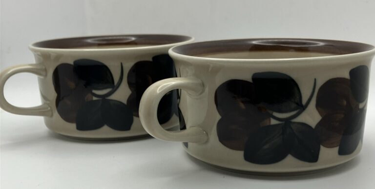 Read more about the article Arabia Of Finland Ruija Troubadour Vintage Flat Cup Coffee Mug Tea Set Of 2