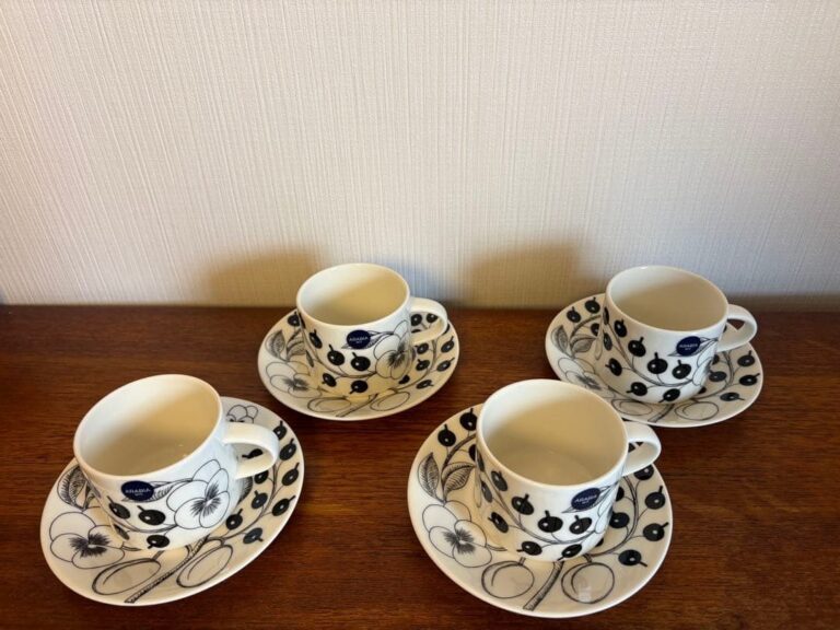Read more about the article [New  unused] Arabia Black Paratissi Coffee Cup and Saucer 4 customers