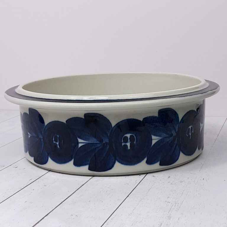 Read more about the article Vintage Arabia Finland Anemone Floral Blue Round Serving Bowl 9” Finnish